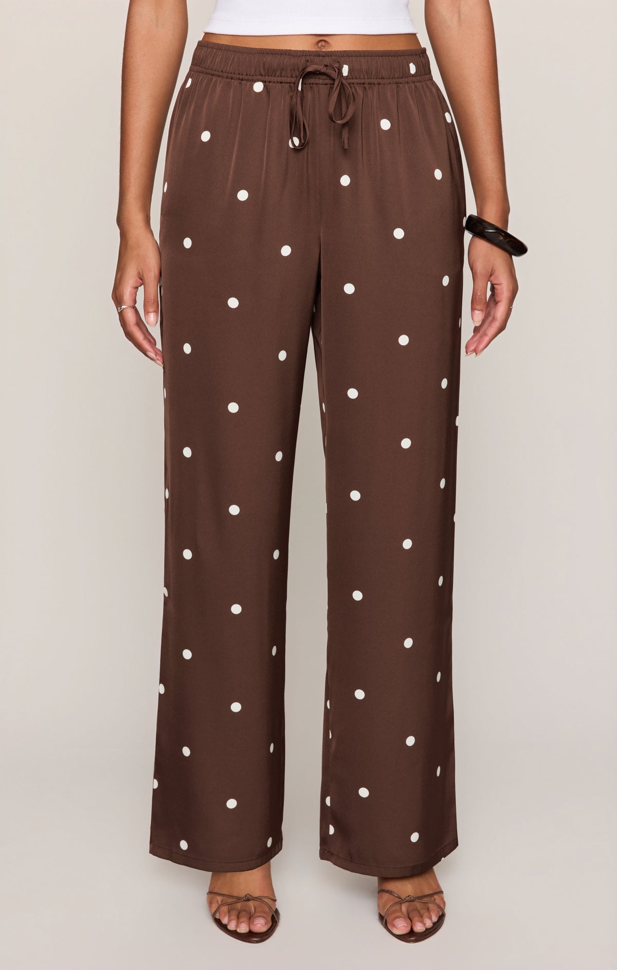 Savelo Lara Satin Dot Wide Leg Pant