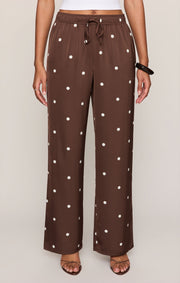 Savelo Lara Satin Dot Wide Leg Pant