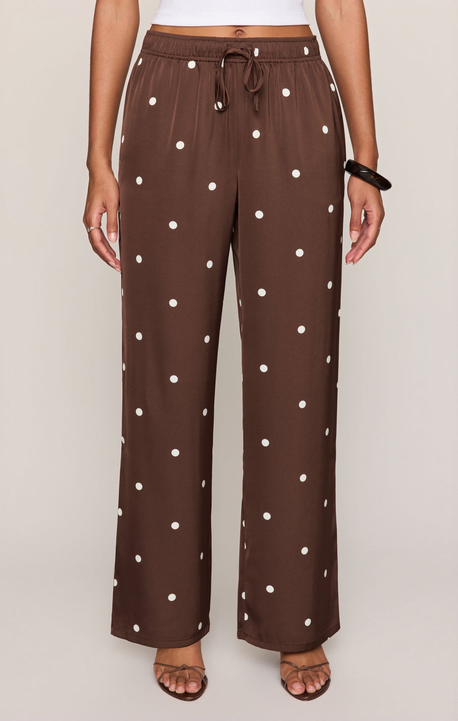 Savelo Lara Satin Dot Wide Leg Pant
