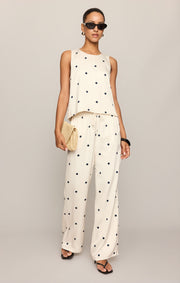 Savelo Lara Satin Dot Wide Leg Pant