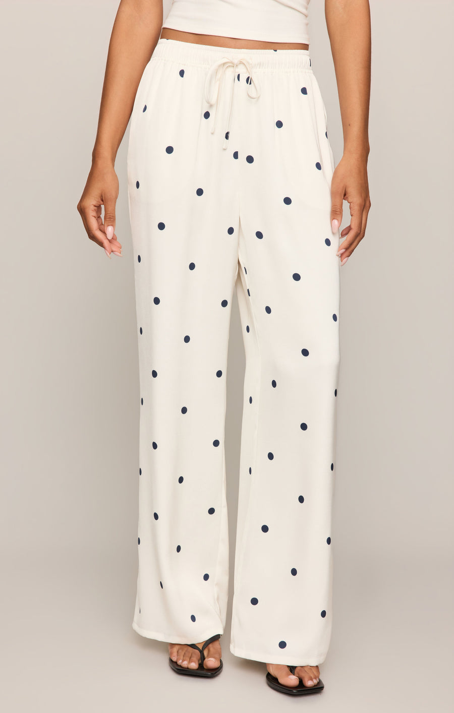 Savelo Lara Satin Dot Wide Leg Pant