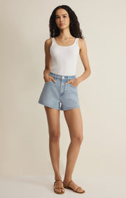 Savelo Camila High-Rise A-Line Denim Short