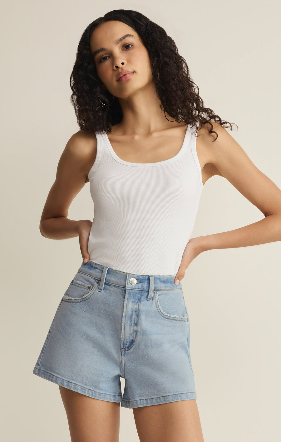 Savelo Camila High-Rise A-Line Denim Short