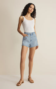 Savelo Camila High-Rise A-Line Denim Short