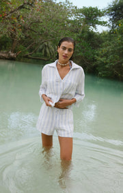 Savelo Daylight Striped Airy Gauze Short