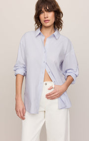 Savelo Elevated Poplin Relaxed Button Up Top