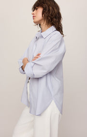 Savelo Elevated Poplin Relaxed Button Up Top