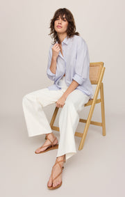 Savelo Elevated Poplin Relaxed Button Up Top