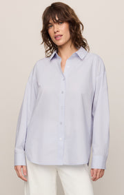 Savelo Elevated Poplin Relaxed Button Up Top