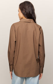 Savelo Elevated Poplin Relaxed Button Up Top