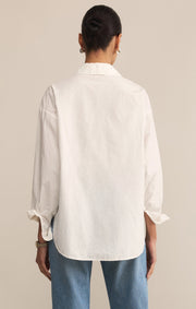 Savelo Elevated Poplin Relaxed Button Up Top