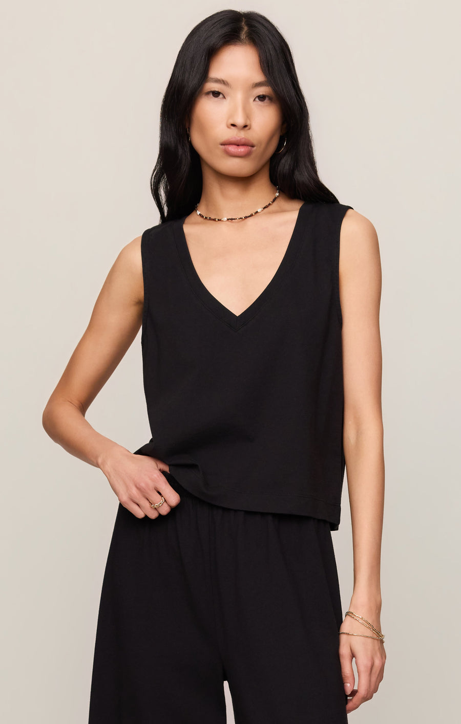 Savelo Sloane V-Neck Cotton Jersey Tank