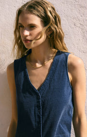 Savelo Solace V-Neck Jersey Denim Tank
