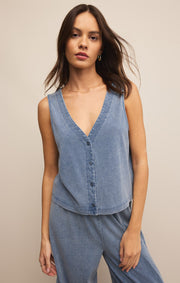 Savelo Solace V-Neck Jersey Denim Tank