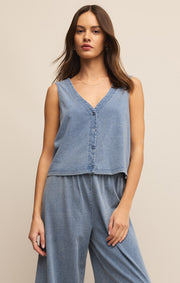 Savelo Solace V-Neck Jersey Denim Tank