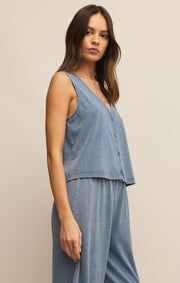 Savelo Solace V-Neck Jersey Denim Tank