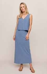 Savelo Solace V-Neck Jersey Denim Tank