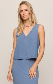 Savelo Solace V-Neck Jersey Denim Tank