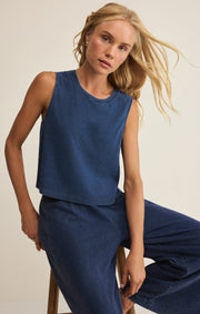 Savelo Sloane Jersey Denim Muscle Tank