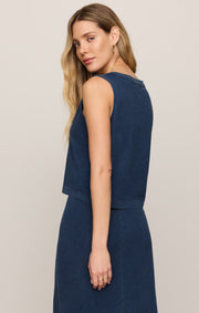 Savelo Sloane V-Neck Jersey Denim Tank