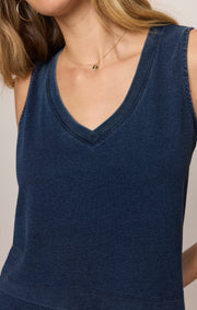 Savelo Sloane V-Neck Jersey Denim Tank