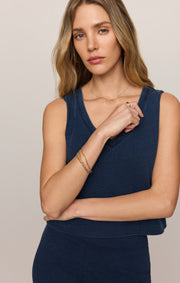 Savelo Sloane V-Neck Jersey Denim Tank