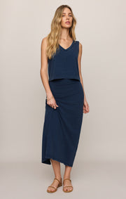 Savelo Sloane V-Neck Jersey Denim Tank