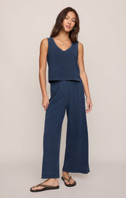 Savelo Sloane V-Neck Jersey Denim Tank