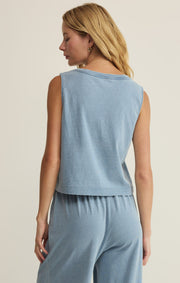 Savelo Sloane V-Neck Jersey Denim Tank