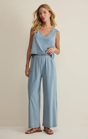 Savelo Sloane V-Neck Jersey Denim Tank
