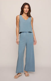 Savelo Sloane V-Neck Jersey Denim Tank