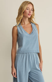 Savelo Sloane V-Neck Jersey Denim Tank