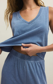Savelo Sloane V-Neck Jersey Denim Tank