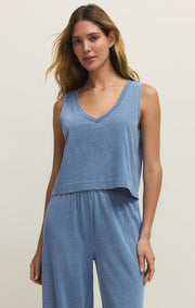 Savelo Sloane V-Neck Jersey Denim Tank