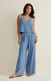 Savelo Sloane V-Neck Jersey Denim Tank
