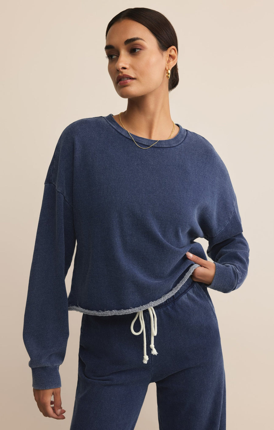 Savelo Circuit Knit Denim Sweatshirt