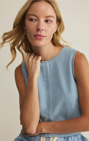 Savelo Sun Seeker Denim Cropped Tank