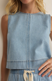 Savelo Sun Seeker Denim Cropped Tank