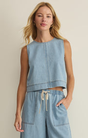 Savelo Sun Seeker Denim Cropped Tank