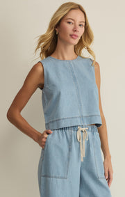 Savelo Sun Seeker Denim Cropped Tank