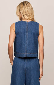 Savelo Sun Seeker Denim Cropped Tank
