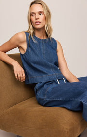 Savelo Sun Seeker Denim Cropped Tank
