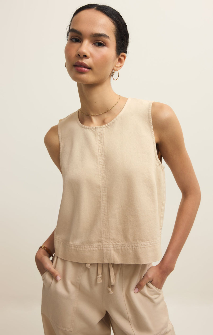 Savelo Sun Seeker Twill Cropped Tank