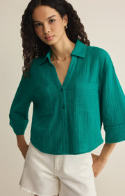 Savelo Helena Airy Gauze Button Up