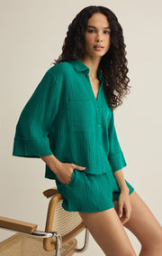 Savelo Helena Airy Gauze Button Up