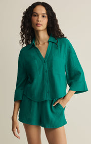 Savelo Helena Airy Gauze Button Up