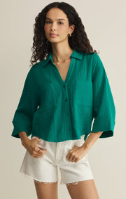 Savelo Helena Airy Gauze Button Up