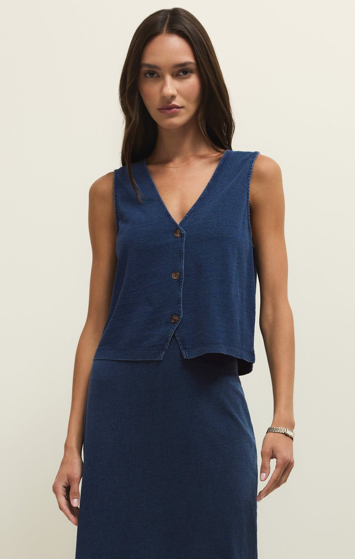 Savelo Noelle Jersey Denim Tank