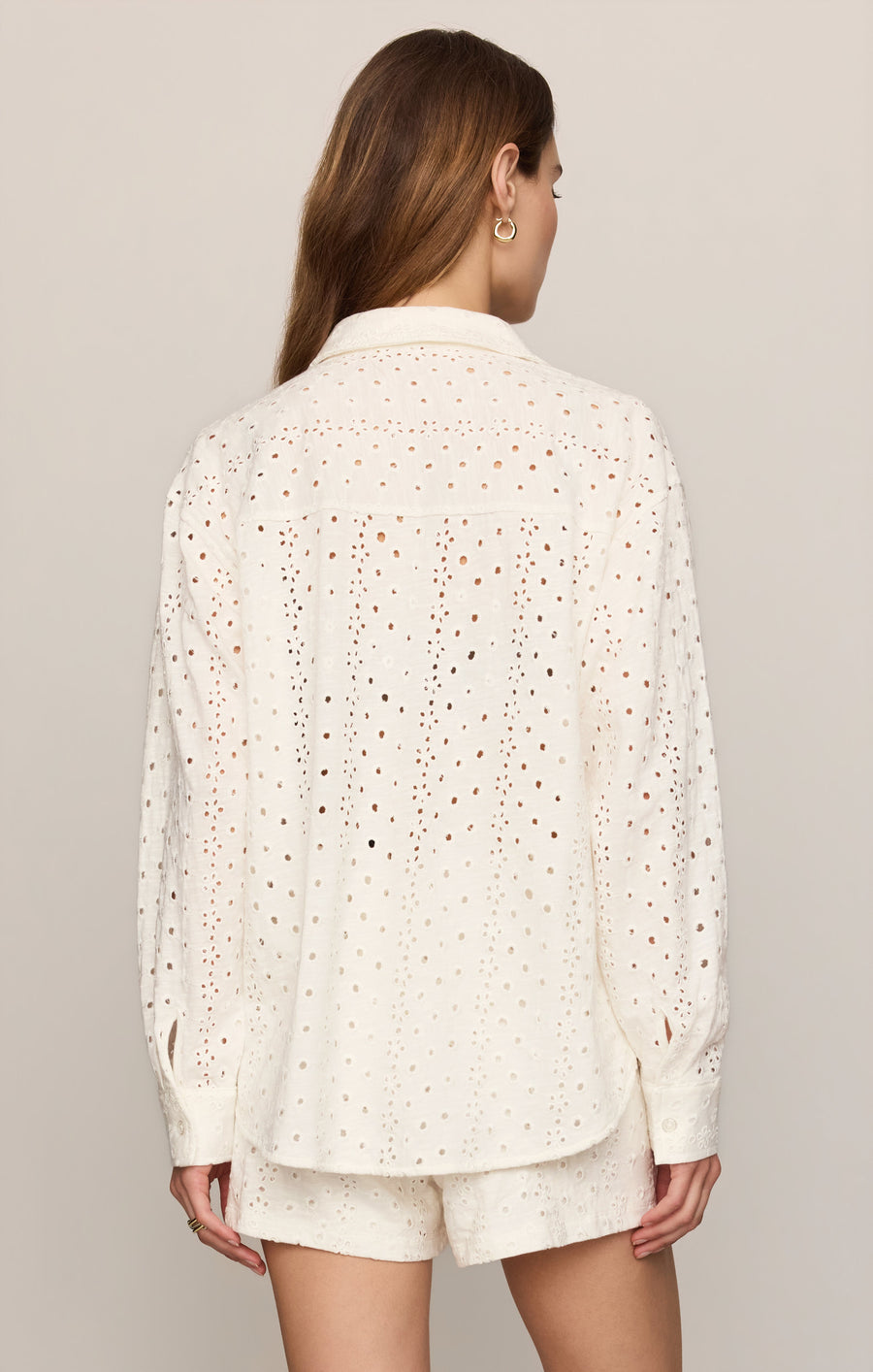 Savelo Elise Knit Eyelet Button Up