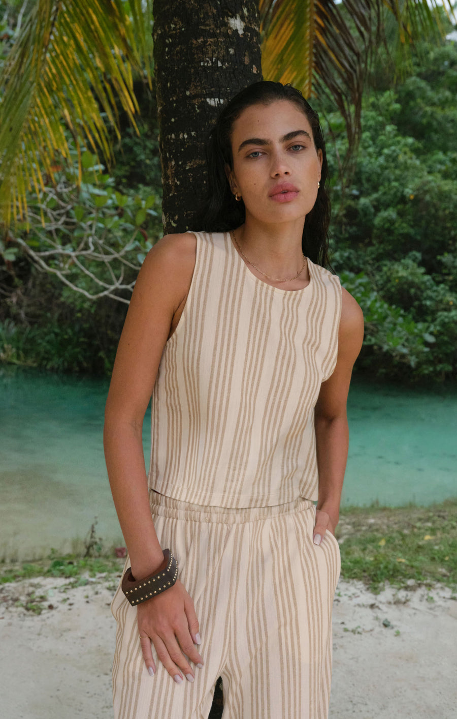 Savelo Sloane Knit Striped Tank Top